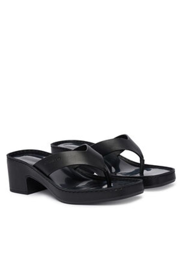 Calvin Klein Japonki Block Heel Sndl Thong Lth HW0HW02913 Czarny. Kolor: czarny. Materiał: skóra