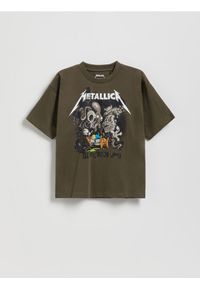 Reserved - T-shirt Metallica - zielony. Kolor: zielony. Materiał: bawełna, dzianina