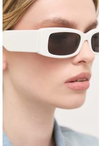 Balenciaga okulary przeciwsłoneczne damskie kolor biały. Kształt: prostokątne. Kolor: biały #2