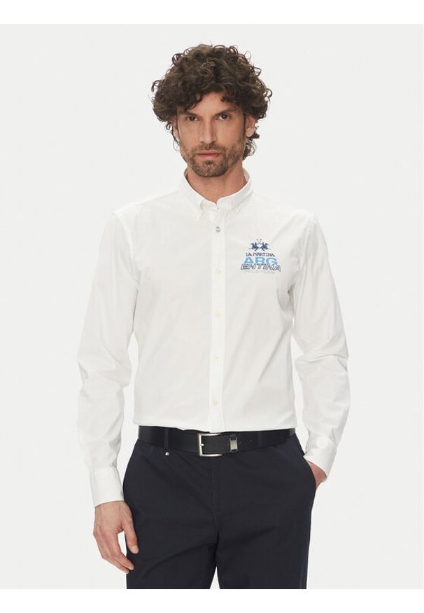 La Martina Koszula Alfred MAC601 PP483 Biały Regular Fit. Kolor: biały. Materiał: bawełna