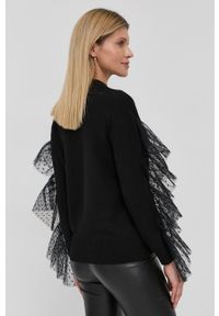 Red Valentino Sweter z domieszką wełny damski kolor czarny. Kolor: czarny. Materiał: wełna #3