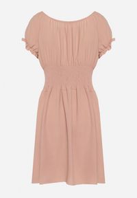 Born2be - Ciemnoróżowa Rozkloszowana Sukienka Typu Hiszpanka z Gumką w Pasie Tiadella. Okazja: na co dzień. Typ kołnierza: dekolt hiszpanka. Kolor: różowy. Długość rękawa: krótki rękaw. Sezon: wiosna, lato. Typ sukienki: proste. Styl: elegancki, casual #7