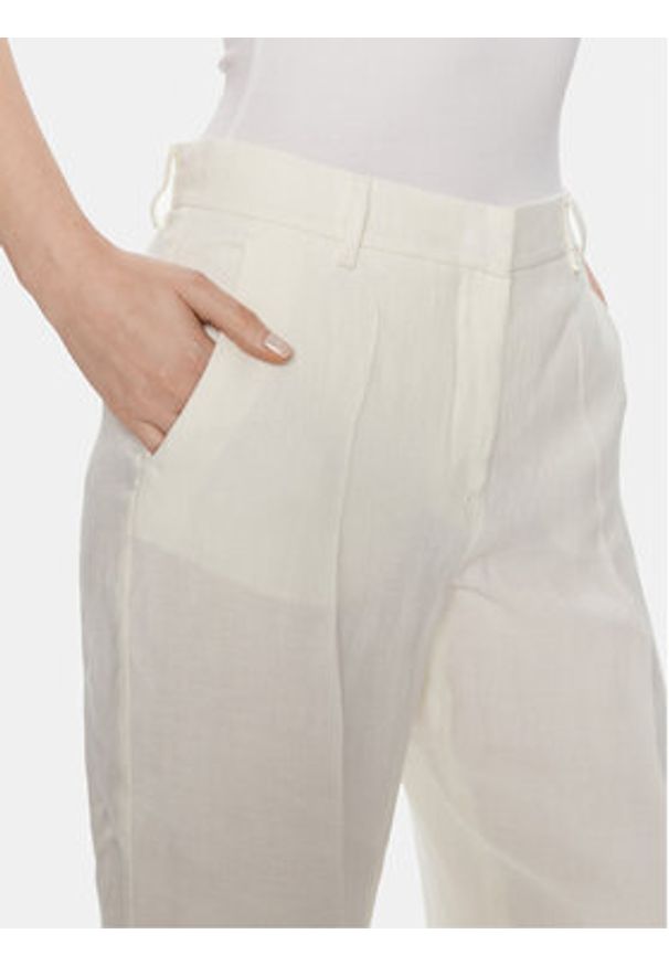 Weekend Max Mara Spodnie materiałowe Malizia 2415131022 Biały Relaxed Fit. Kolor: biały. Materiał: len