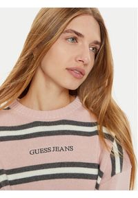 Guess Jeans Sweter W4BR09 Z3HM1 Różowy Regular Fit. Kolor: różowy. Materiał: bawełna #5