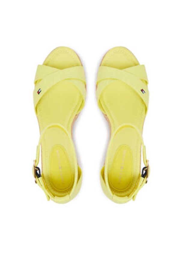 TOMMY HILFIGER - Tommy Hilfiger Espadryle Hemp Crossover Strap Wedge Espadrilles FW0FW09332 Zielony. Kolor: zielony. Materiał: materiał