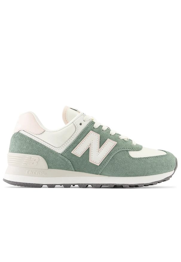 Buty New Balance WL574AJ2 - zielone. Zapięcie: sznurówki. Kolor: zielony. Materiał: guma, skóra, zamsz, materiał, syntetyk. Szerokość cholewki: normalna. Model: New Balance 574