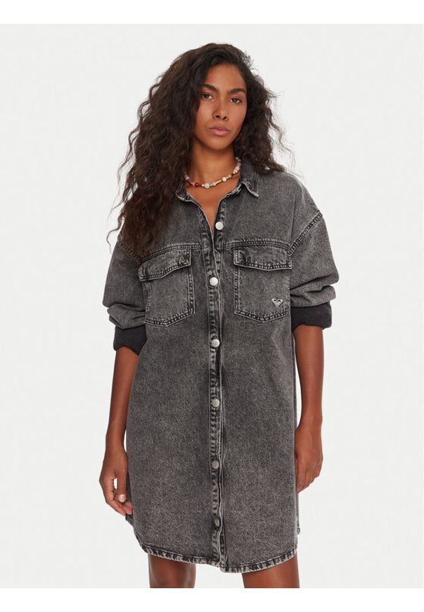 Roxy Sukienka jeansowa Tidal Moon ERJDD03009 Szary Relaxed Fit. Kolor: szary. Materiał: bawełna