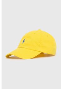Polo Ralph Lauren czapka z daszkiem bawełniana kolor żółty z aplikacją. Kolor: żółty. Materiał: bawełna. Wzór: aplikacja