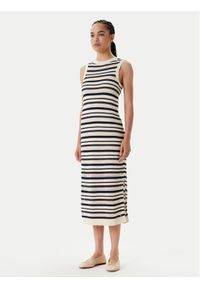 TOMMY HILFIGER - Tommy Hilfiger Sukienka dzianinowa WW0WW45649 Beżowy Slim Fit. Kolor: beżowy. Materiał: bawełna