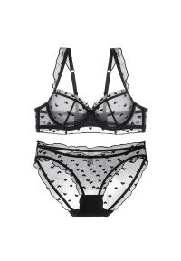 Intica - Komplet bielizny z delikatnym prześwitem i regulowanymi ramiączkami Patrinia. Kolor: czarny. Materiał: materiał