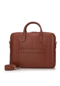 Wittchen - Torba na laptopa 11’’/12’’ skórzana z przeszyciem na środku brązowa. Kolor: brązowy. Materiał: skóra. Wzór: haft. Styl: casual, elegancki