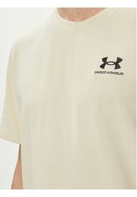 Under Armour T-Shirt Ua M Logo Emb Heavyweight Ss 1373997-273 Beżowy Loose Fit. Kolor: beżowy. Materiał: bawełna