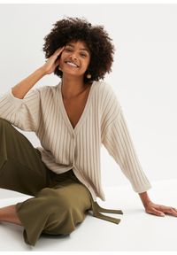 bonprix - Sweter rozpinany boxy. Kolor: szary