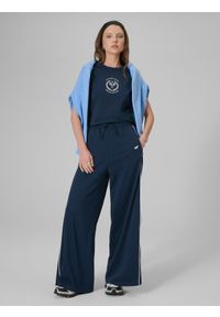 4f - 4F T-shirt slim z nadrukiem damski - granatowy S. Okazja: na spacer, na co dzień. Kolor: niebieski. Materiał: bawełna, jeans, materiał. Wzór: nadruk. Styl: casual #2