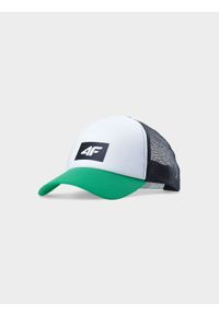 4f - Czapka z daszkiem snapback uniseks - zielona. Kolor: zielony. Materiał: materiał, syntetyk, neopren. Wzór: nadruk. Sezon: lato. Styl: sportowy, casual