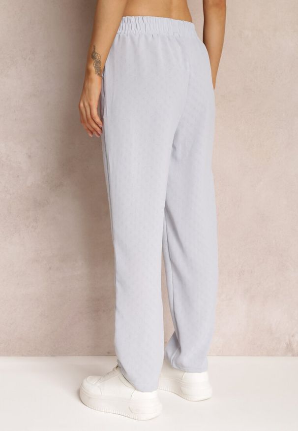 Renee - Jasnoniebieskie Spodnie z Gumką w Pasie i Włóknem Bambusowym Ecili. Kolor: niebieski. Materiał: włókno