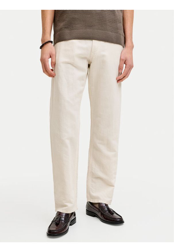 Jack & Jones Spodnie materiałowe Chris 12293296 Beżowy jasny Loose Fit. Kolor: beżowy. Materiał: bawełna