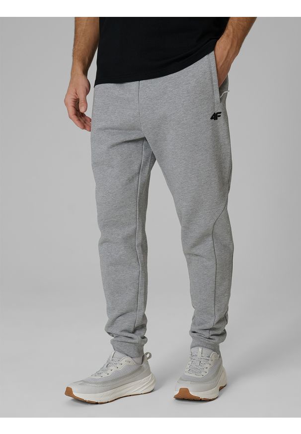 4f - 4F Spodnie dresowe joggery męskie - szare XL. Kolor: szary. Materiał: dresówka