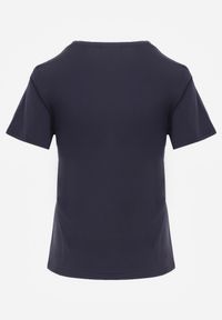 Renee - Granatowy Casualowy Bawełniany T-shirt Rivali. Okazja: na co dzień. Kolor: niebieski. Materiał: bawełna. Styl: casual #5