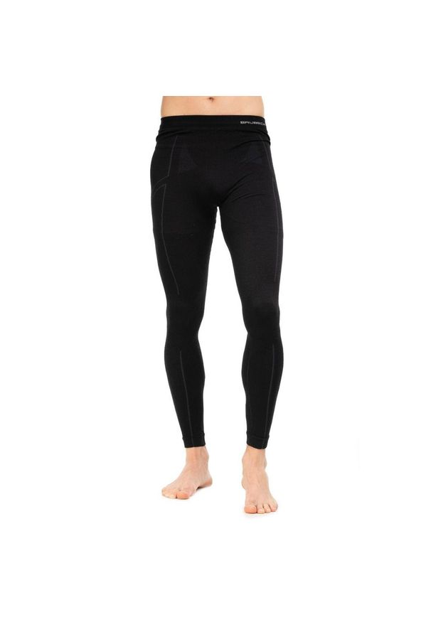 Brubeck - LEGINSY EXTREME WOOL LE11120 MĘSKIE-BLACK m. Kolor: czarny. Sezon: lato. Sport: turystyka piesza