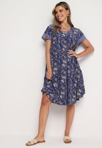 Born2be - Granatowa Wiskozowa Sukienka Rozkloszowana we Wzór Paisley Mastis. Kolor: niebieski. Materiał: wiskoza. Wzór: paisley #7