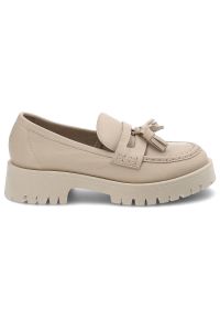 CheBello - Beżowe Mokasyny Chebello Wygodne Skórzane Buty. Okazja: na co dzień. Kolor: beżowy. Materiał: skóra. Sezon: lato, wiosna. Styl: casual, klasyczny, elegancki #3