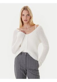 Calvin Klein Kardigan LV044D344G Beżowy Regular Fit. Kolor: beżowy. Materiał: syntetyk