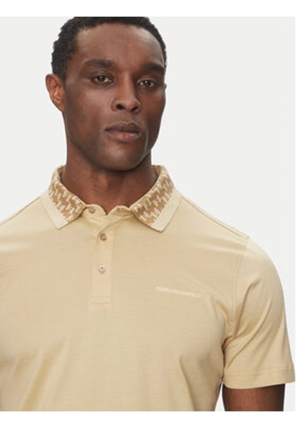 Karl Lagerfeld - KARL LAGERFELD Polo 745001 552200 Beżowy Slim Fit. Typ kołnierza: polo. Kolor: beżowy. Materiał: bawełna