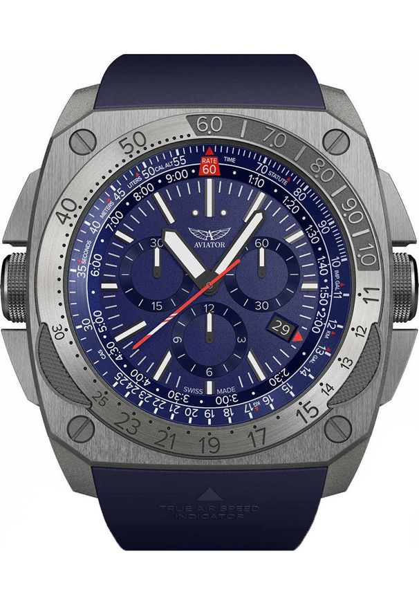 AVIATOR - Zegarek Aviator Zegarek męski Aviator M.2.30.0.220.6 niebieski. Kolor: niebieski