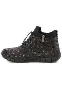 Czarne Botki Artiker Wygodne Obuwie Damskie. Okazja: na co dzień. Kolor: czarny. Materiał: skóra. Szerokość cholewki: normalna. Wzór: nadruk. Styl: casual, sportowy #5