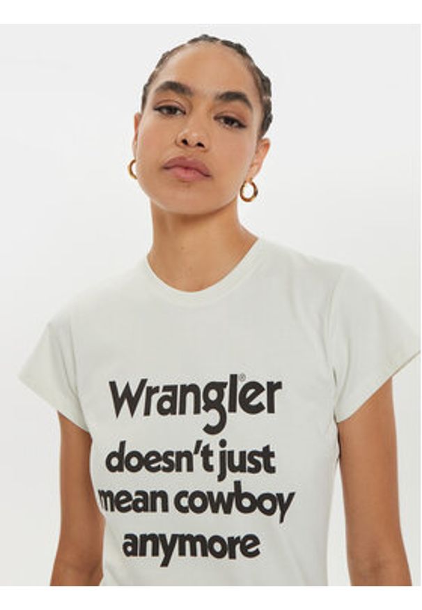 Wrangler T-Shirt Shrunken Band 112356451 Biały Slim Fit. Kolor: biały. Materiał: bawełna