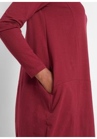 bonprix - Sukienka z dżerseju o linii litery O. Kolor: czerwony. Materiał: jersey, bawełna. Długość rękawa: długi rękaw #2