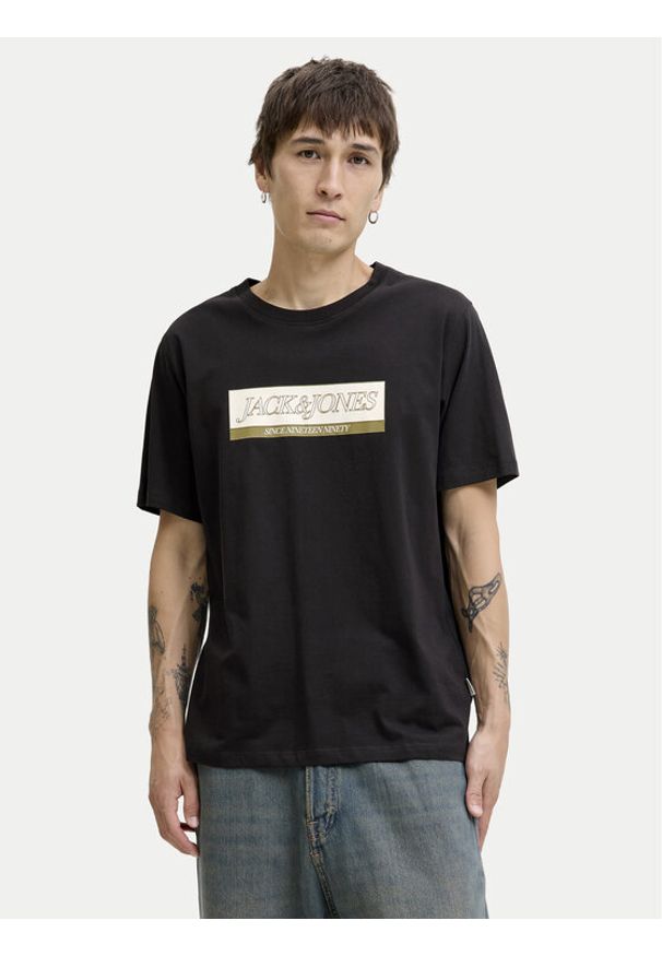 Jack & Jones - Jack&Jones T-Shirt Rinwood 12283628 Czarny Regular Fit. Kolor: czarny. Materiał: bawełna