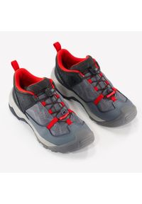 quechua - Buty turystyczne dla dzieci Quechua Crossrock. Kolor: szary, czerwony, wielokolorowy. Materiał: kauczuk. Szerokość cholewki: normalna. Sport: turystyka piesza, wspinaczka