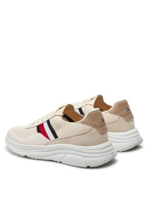 TOMMY HILFIGER - Tommy Hilfiger Sneakersy Modern Runner Premium Knit FM0FM05135 Beżowy. Kolor: beżowy. Materiał: materiał