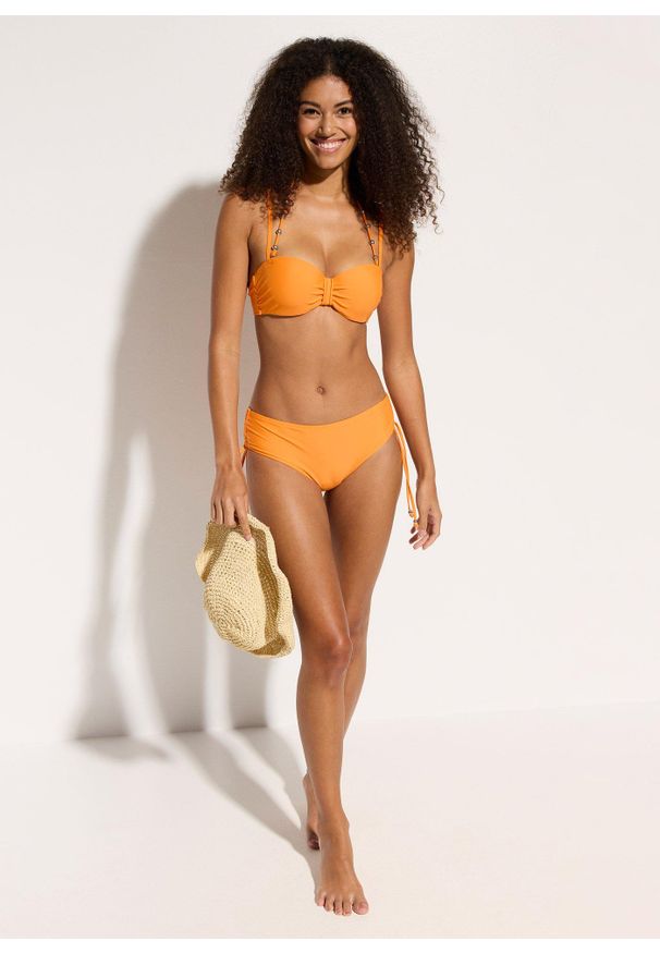 bonprix - Bikini z biustonoszem typu balkonetka z dodatkowym wiązaniem z tyłu na szyi (2 części). Kolor: niebieski