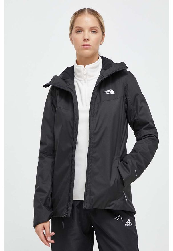 The North Face kurtka damska kolor czarny przejściowa. Kolor: czarny. Materiał: syntetyk, włókno, materiał. Długość: długie