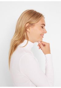 bonprix - Shirt z długim rękawem i golfem. Typ kołnierza: golf. Kolor: biały. Materiał: bawełna. Długość rękawa: długi rękaw. Długość: długie