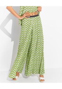 MALIPARMI - Zielone spodnie kuloty. Kolor: zielony. Materiał: tkanina, wiskoza, materiał, elastan. Długość: długie