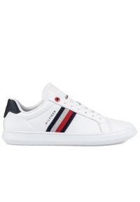 TOMMY HILFIGER - Tommy Hilfiger Essential Leather Cupsole Trainers > FM0FM03424-YBR. Materiał: kauczuk, poliester, skóra. Szerokość cholewki: normalna. Wzór: aplikacja #1
