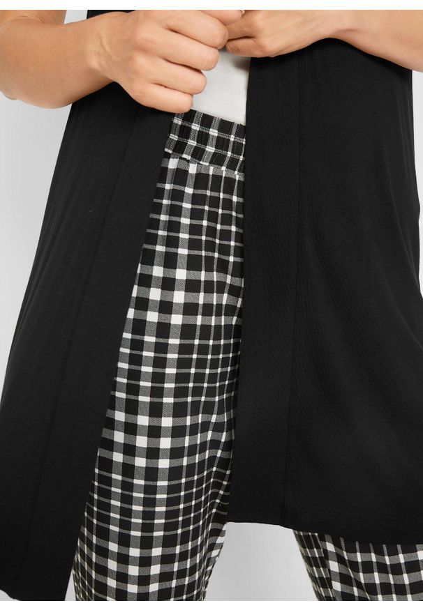 bonprix - Shirt bez zapięcia, z miękkiej wiskozy. Kolor: czarny. Materiał: wiskoza. Długość: długie