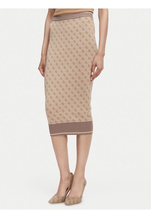 Guess Spódnica ołówkowa W6YD19 Z0961 Beżowy Slim Fit. Kolor: beżowy. Materiał: syntetyk
