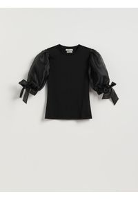 Reserved - Bluzka z modalem - czarny. Kolor: czarny. Materiał: dzianina #1