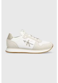 Calvin Klein Jeans sneakersy YW0YW00840 RUNNER SOCK LACEUP NY-LTH W kolor biały. Nosek buta: okrągły. Zapięcie: sznurówki. Kolor: biały. Materiał: guma