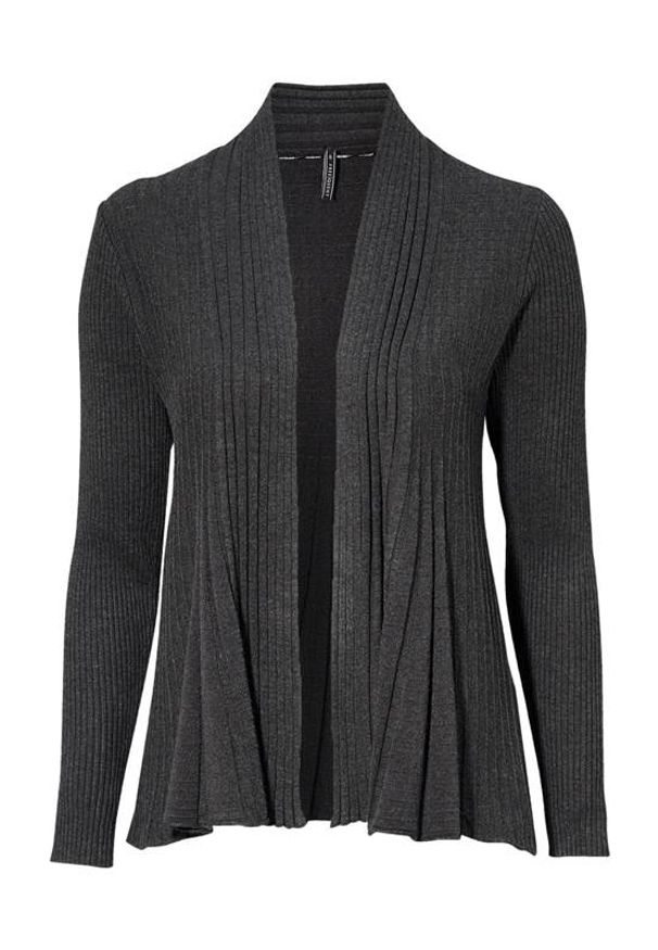 Freequent Sweter Claudisse ciemny szary melanż female szary M (40). Kolor: szary. Materiał: dzianina, prążkowany. Długość: krótkie. Wzór: melanż