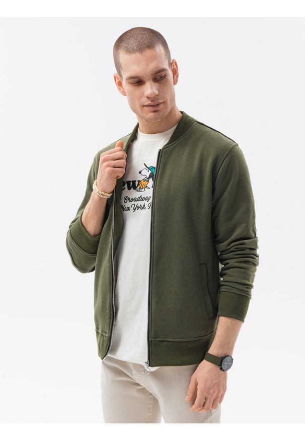 Brązowa bluza Ombre Clothing sportowa, bez kaptura