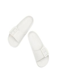 Big-Star - Białe Klapki Big Star Wygodne Obuwie Damskie Na Platformie. Okazja: na co dzień. Kolor: biały. Materiał: materiał. Sezon: lato. Obcas: na platformie. Styl: casual, elegancki #3