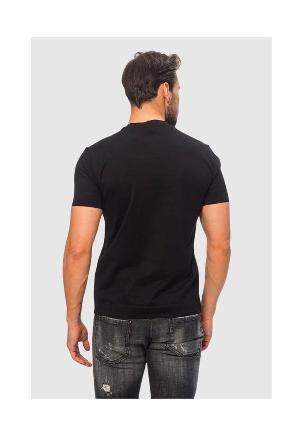 Emporio Armani - EMPORIO ARMANI Czarny t-shirt męski z wymienną aplikacją, Rozmiar S. Kolor: czarny. Materiał: prążkowany. Wzór: aplikacja. Styl: klasyczny