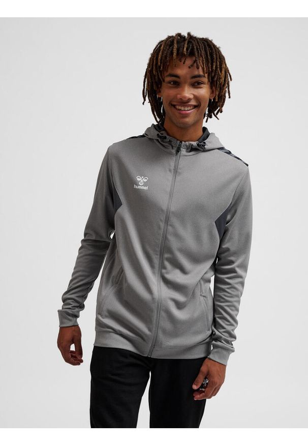 Bluza z kapturem sportowa Hummel Authentic Poly Zip Hoodie. Typ kołnierza: kaptur. Kolor: szary