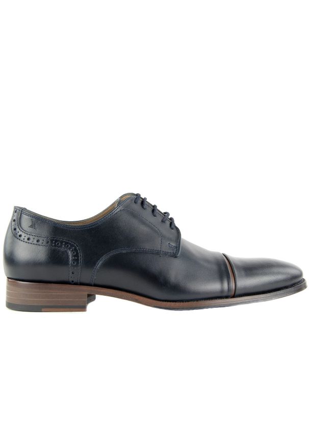 Półbuty Valuni 8677 Blue/Tan, Granat, Skóra naturalna - 42. Zapięcie: sznurówki. Kolor: niebieski. Materiał: skóra. Szerokość cholewki: normalna. Sezon: jesień. Styl: elegancki, klasyczny